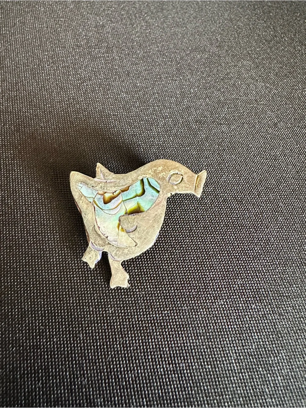 Vintage 925 sterling silver Mexican handmade abalone bird brooch